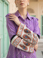 Zummer Women Purple Bandhani Printed Cotton Shirt