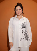 Cotton White Embroidered Shirt