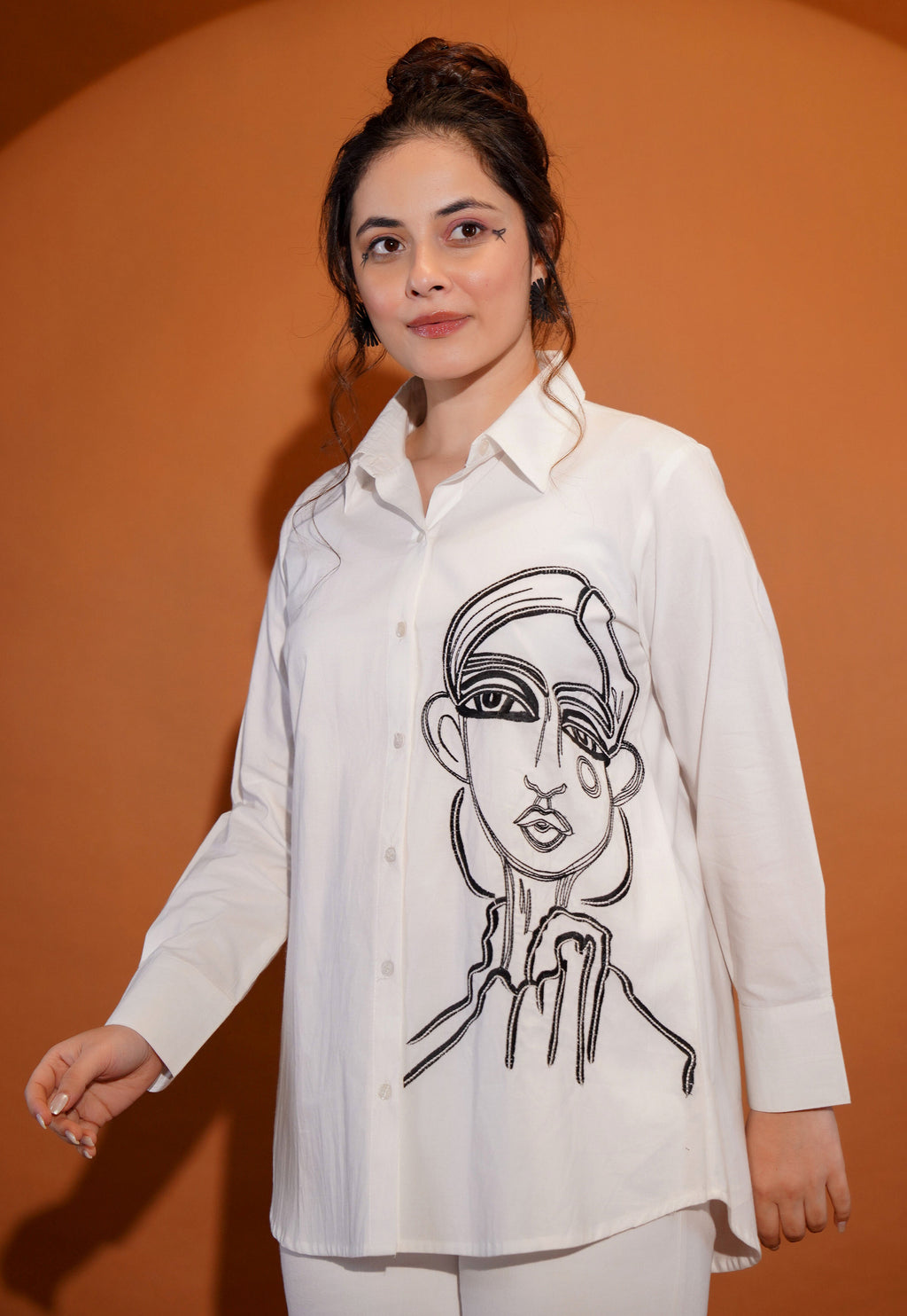Cotton White Embroidered Shirt