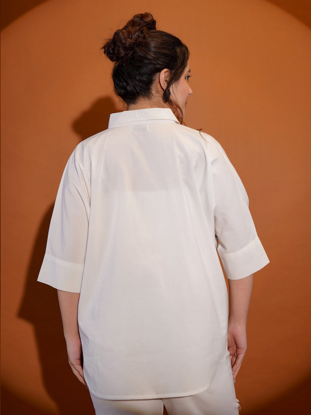 Cotton White Floral Embroidered Shirt