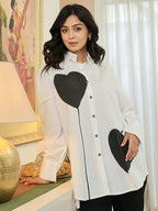 Cotton White Colourblocked Shirt