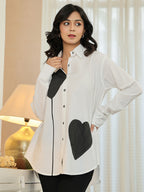 Cotton White Colourblocked Shirt