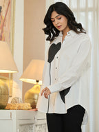 Cotton White Colourblocked Shirt