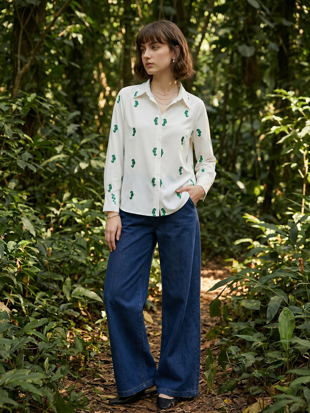 Zummer White Embellished Cotton Shirt for Women