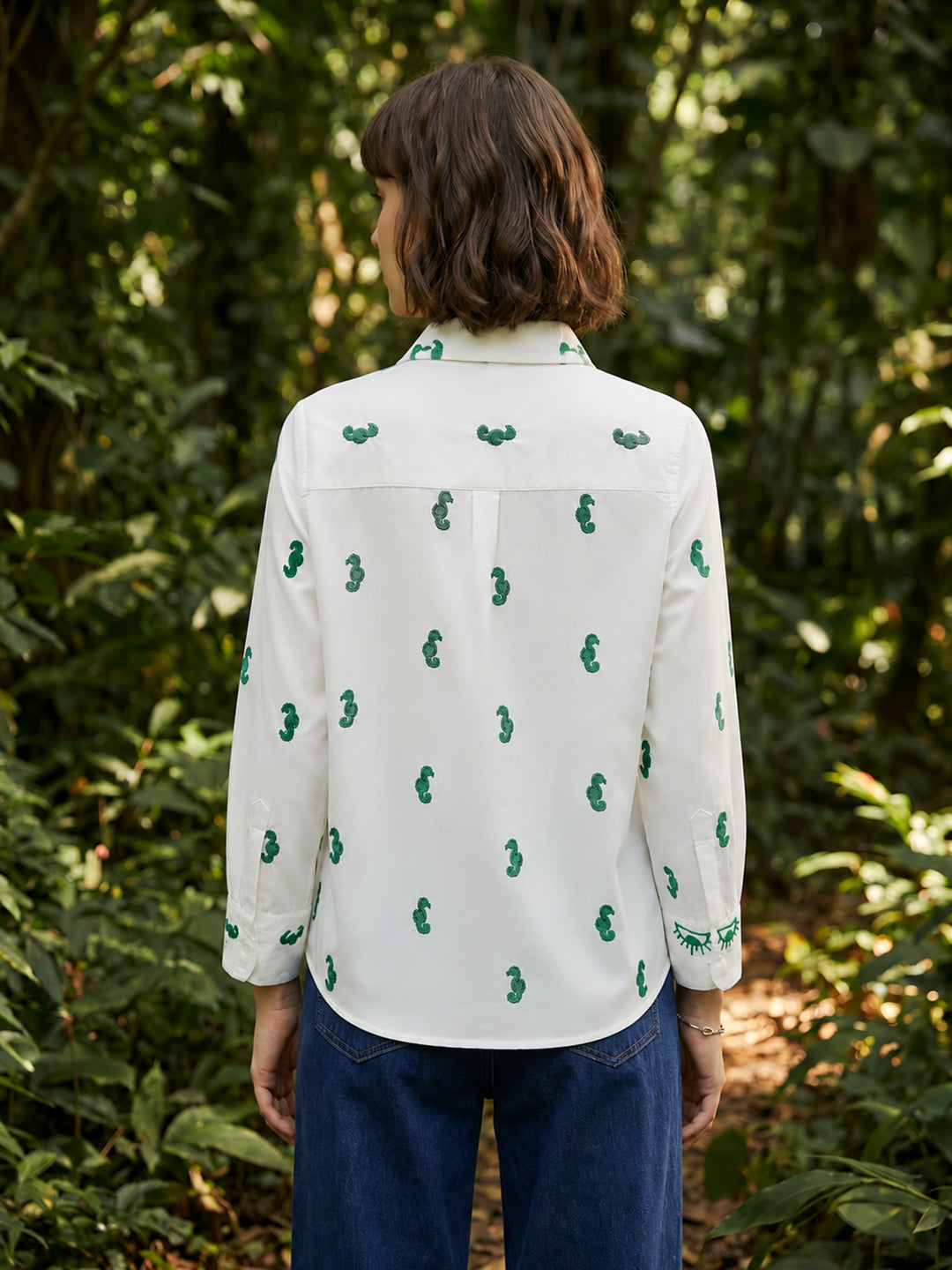 Zummer White Embellished Cotton Shirt for Women