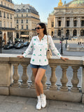 Zummer White Embroidered Cotton Shirt for Women