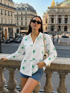Zummer White Embroidered Cotton Shirt for Women