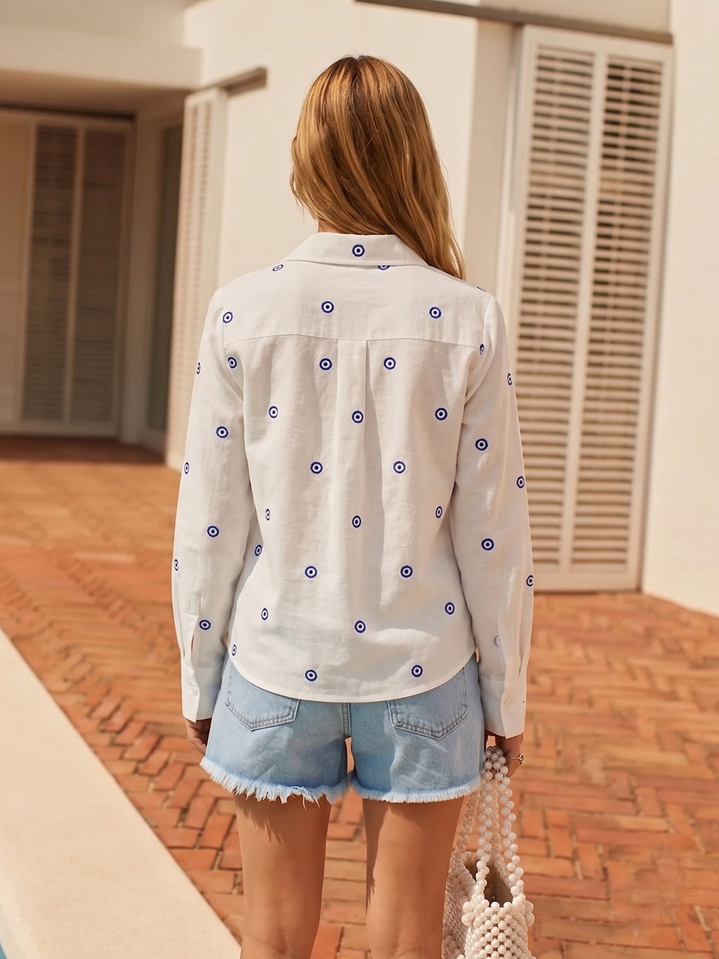 Zummer Evil Eye Embroidered Cotton Shirt