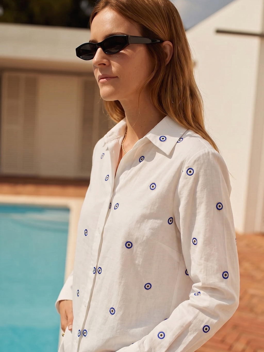 Zummer Evil Eye Embroidered Cotton Shirt