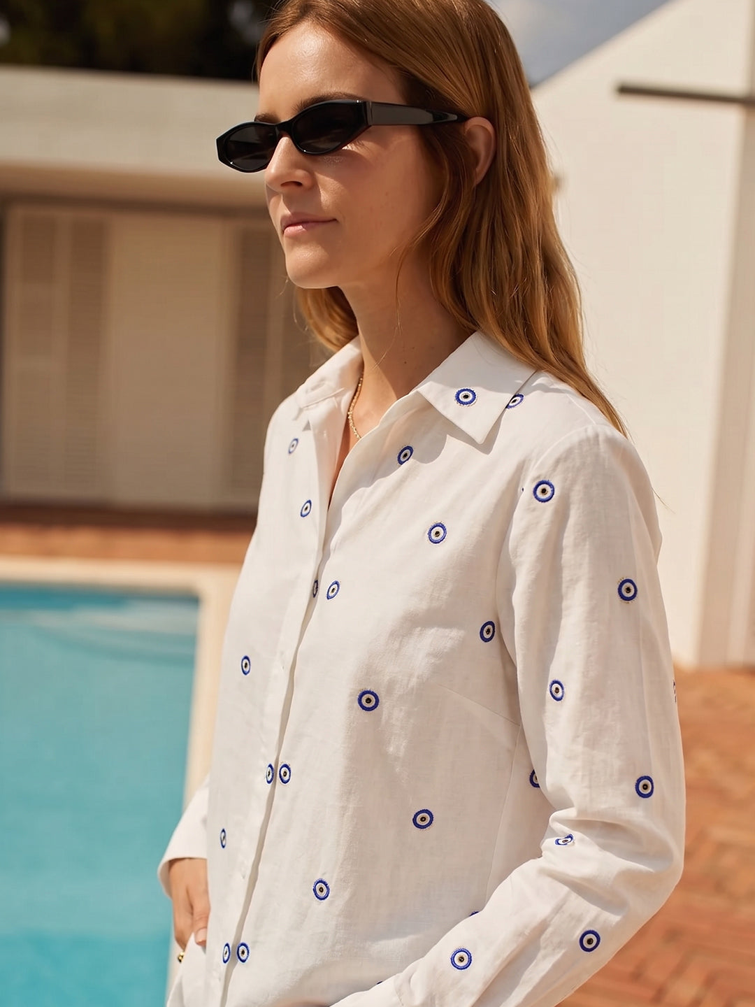 Zummer Evil Eye Embroidered Cotton Shirt
