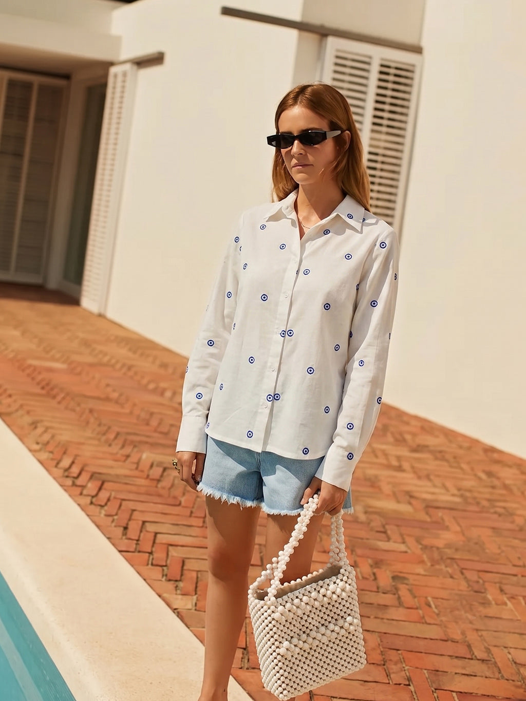 Zummer Evil Eye Embroidered Cotton Shirt