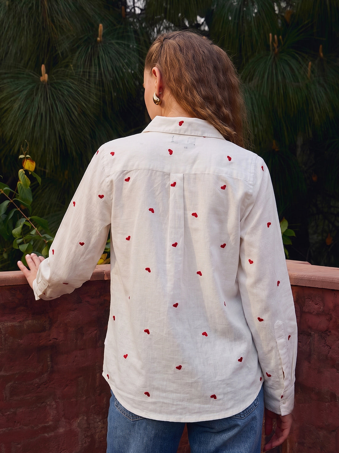 Zummer Heart Embroidered Cotton Shirt