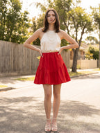 Zummer Red Flared Cotton Skirt