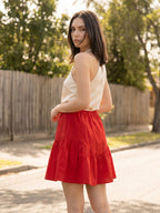 Zummer Red Flared Cotton Skirt