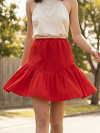 Zummer Red Flared Cotton Skirt