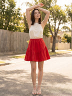 Zummer Red Flared Cotton Skirt