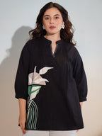 Cotton Black Colourblocked Tunic