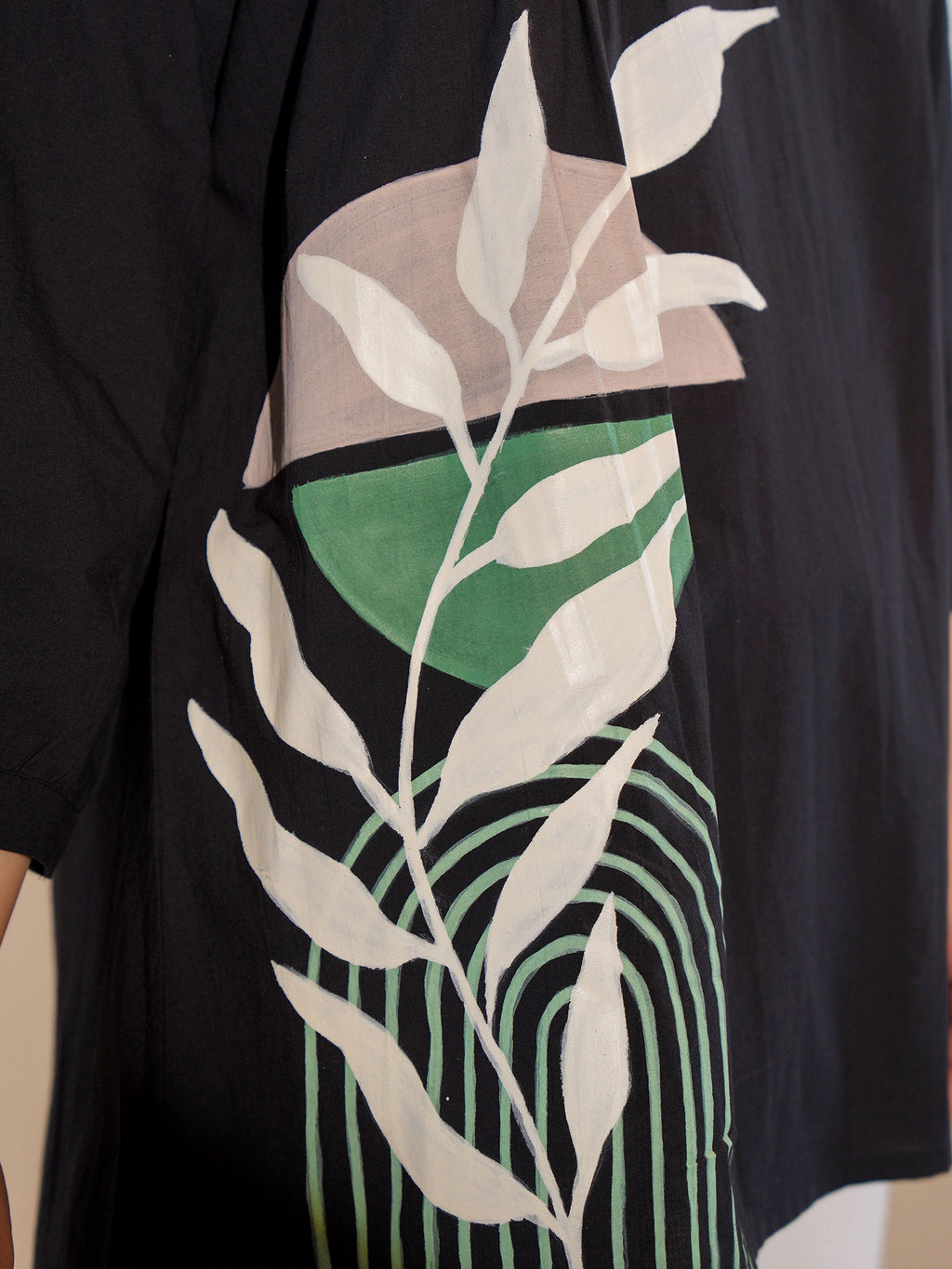 Cotton Black Colourblocked Tunic