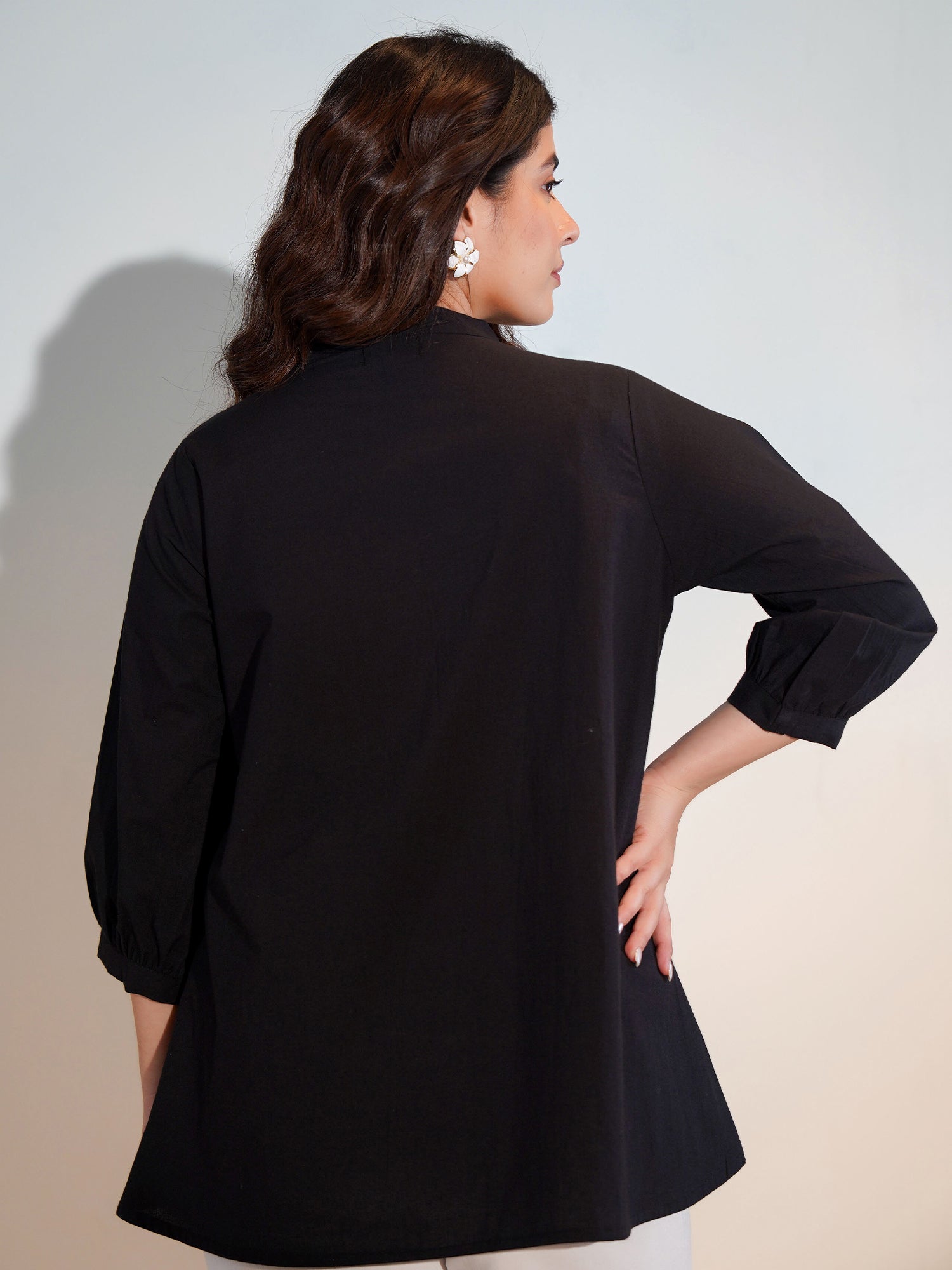 Cotton Black Colourblocked Tunic
