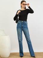 Black Full Sleeves Rib Top