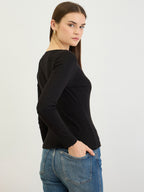 Black Full Sleeves Rib Top