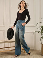 Black Ribbed Full Sleeve Top