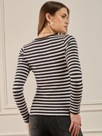 Black Striped Full Sleeve Top