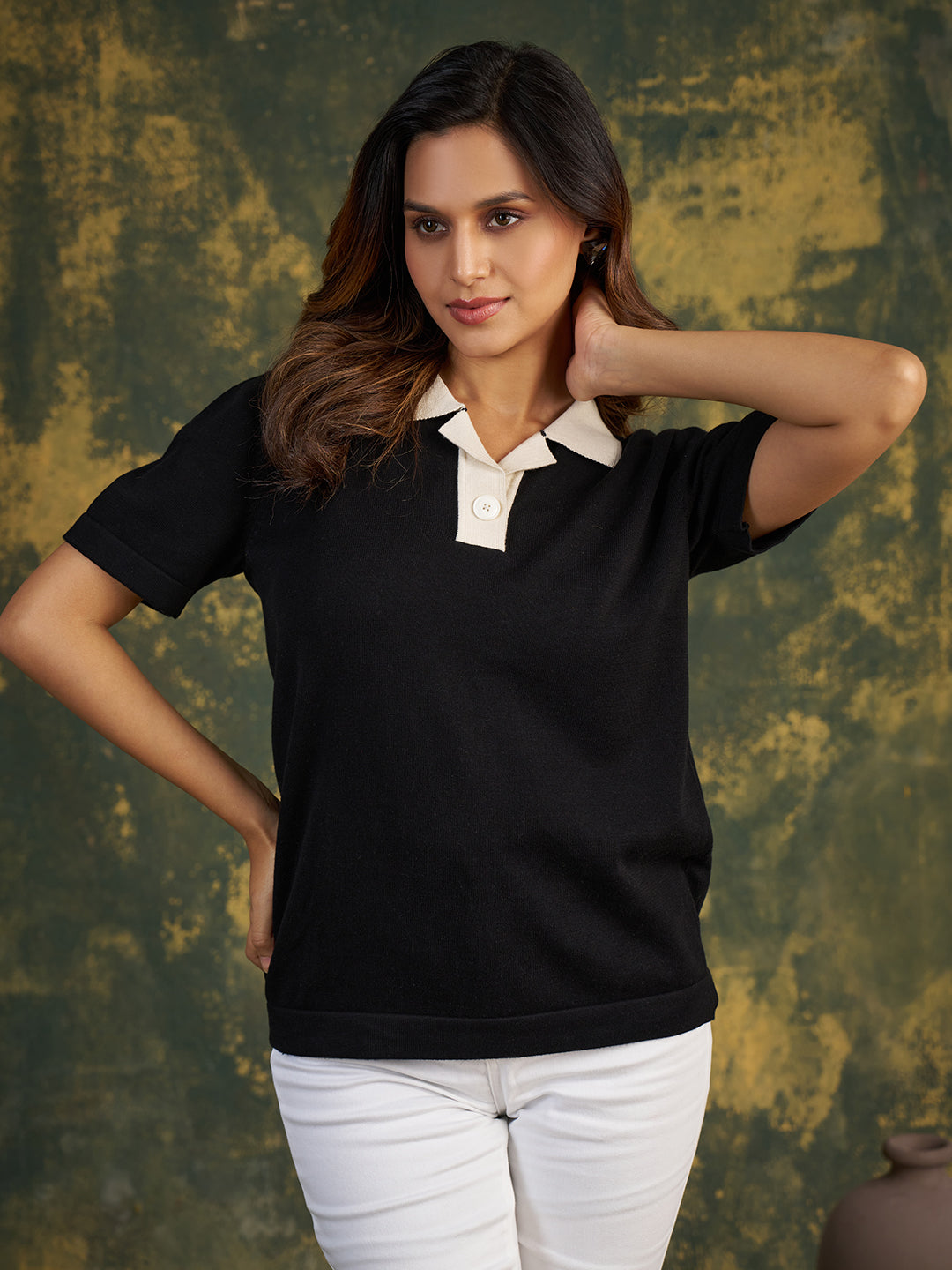 Zummer Black women’s Cotton Seamless Knitted Top