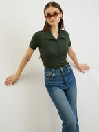 Green Rib Polo Neck Tshirt