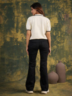 Zummer Off White Women’s Cotton Seamless Polo Top