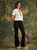 Zummer Off White Women’s Cotton Seamless Polo Top