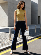 Mustard and grey regular top