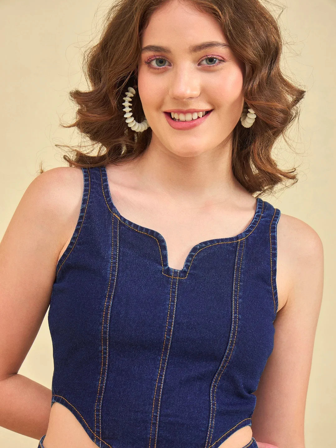 Denim Navy Blue Corset Top