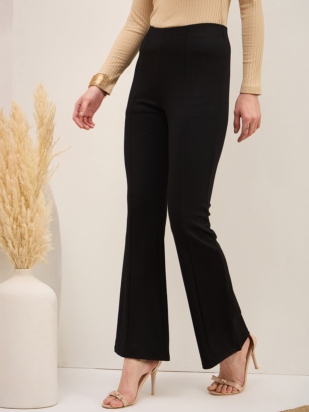 Black Roma Bellbottom Jeggings