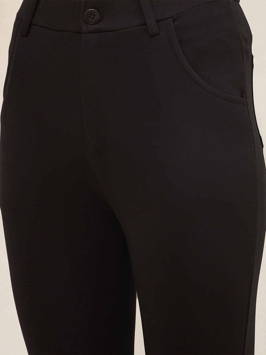 Black Roma Front Button Jeggings