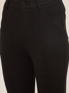 Black Roma Front Button Jeggings