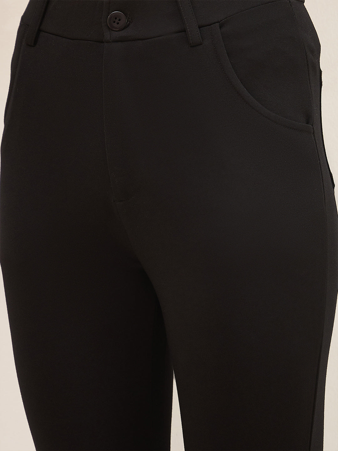Black Roma Front Button Jeggings