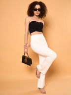 White High Rise Bootcut Trouser