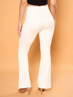 White High Rise Bootcut Trouser