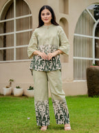 Cotton abstract text printed Shirt With Trouser Co-Ords Set
