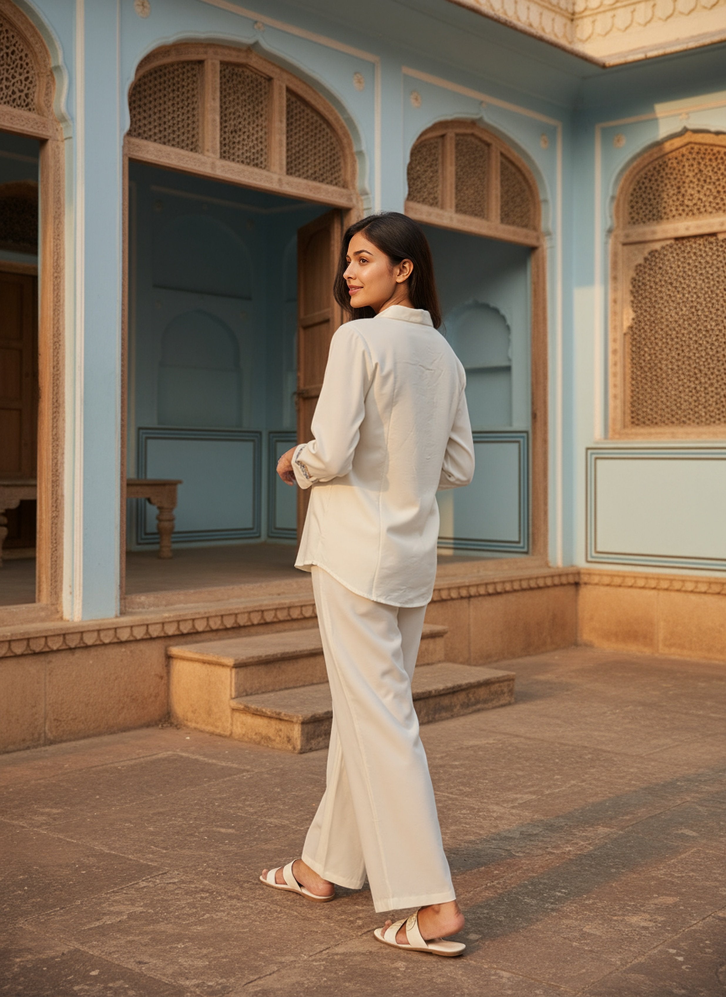 Cotton Embroidered Shirt With TrouserCo-Ords Set